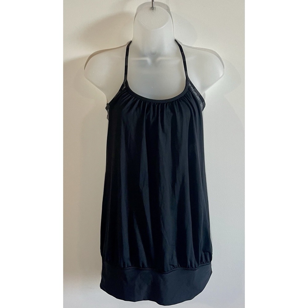 Lululemon No Limits Black Cashew‎ Tank Top No Pads Shirt Size 6 Built In Bra